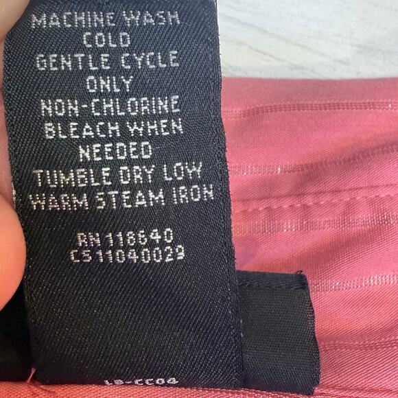 Lane Bryant 18/20 plus pink button up pinstripe metallic blouse career academia - Picture 5 of 5